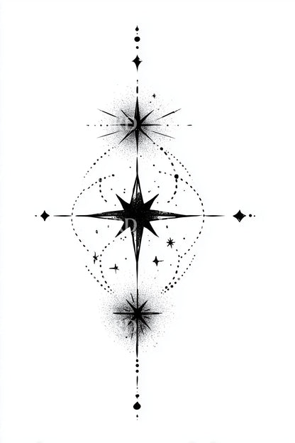 Design de tatouage boussole étoile lumineuse