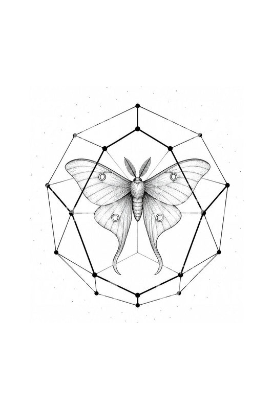 Dodekahedron içinde Ay Güvesi dövme tasarımı