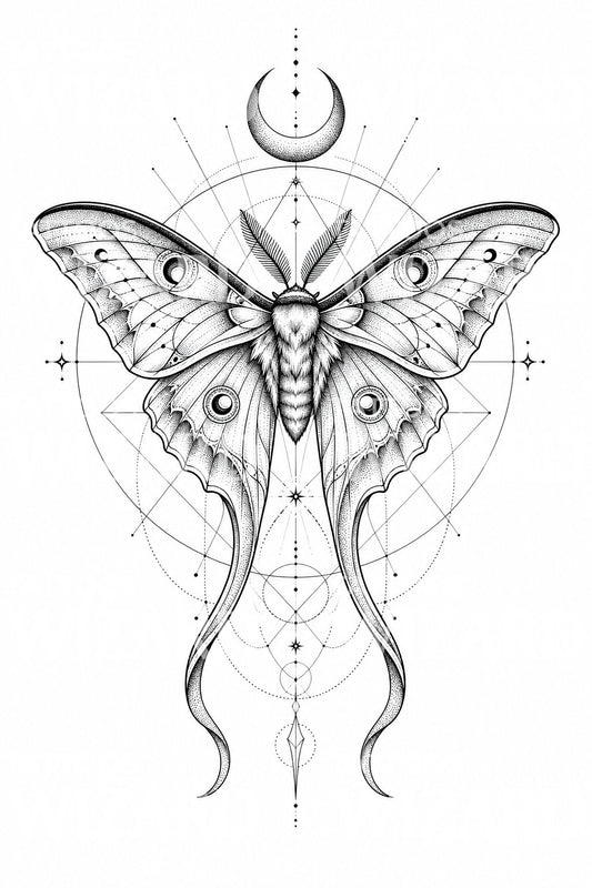 Luna-Falter Heilige Geometrie Tattoo-Design