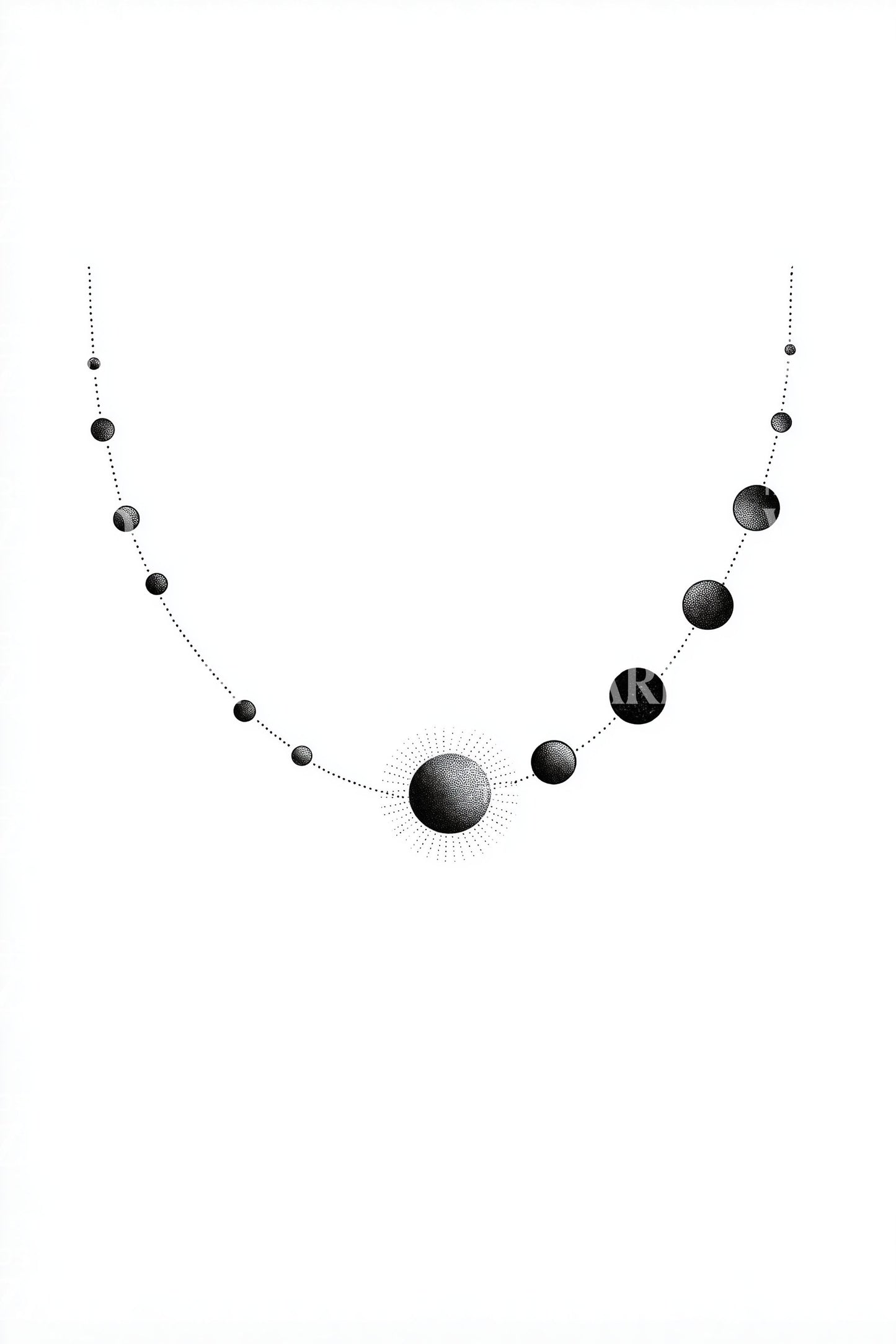 Lunar Beaded Necklace Tattoo Design