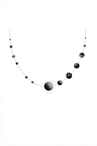 Lunar Beaded Necklace Tattoo Design