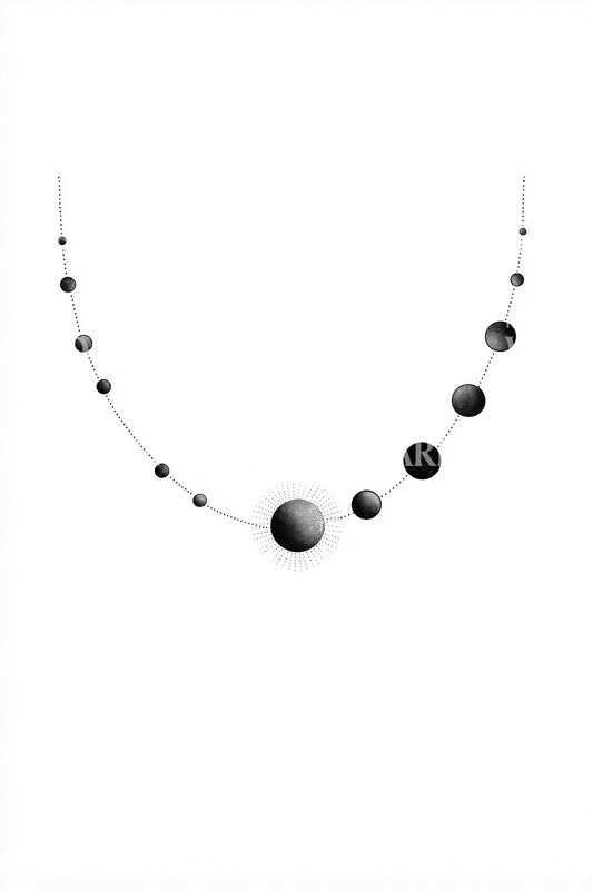 Lunar Beaded Necklace Tattoo Design