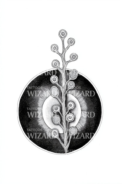 Lunar Botanical Portal Tattoo Design
