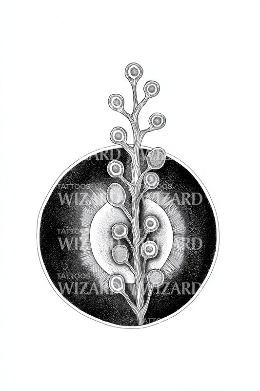 Lunar Botanical Portal Tattoo Design