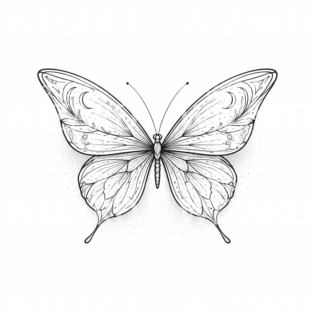 Lunar Butterfly Tattoo Design