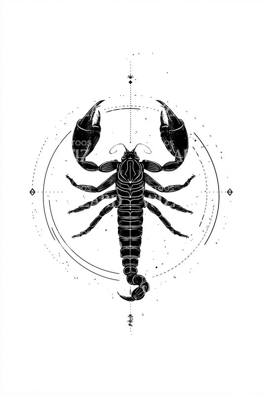 Lunar Circle Scorpion Tattoo Design