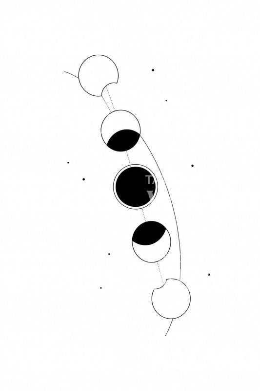 Design per tatuaggio della sequenza di eclissi lunare