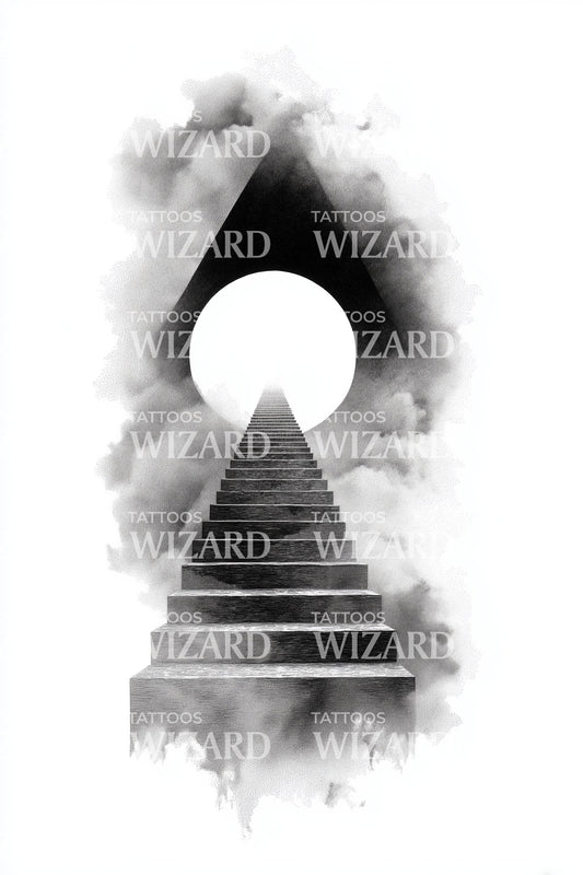 Diseño de tatuaje de escalera de puerta lunar