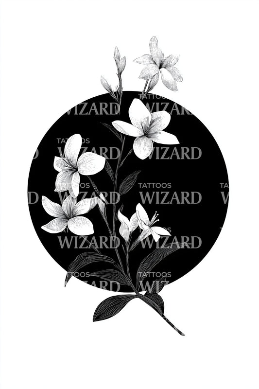 Maanjasmijn Stengel Tatoeage Ontwerp