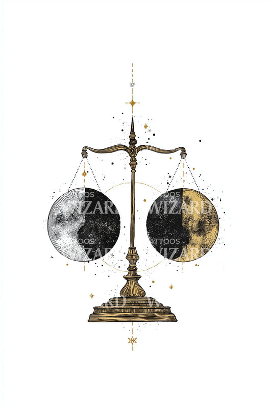 Lunar Justice Scales Tattoo Illustration