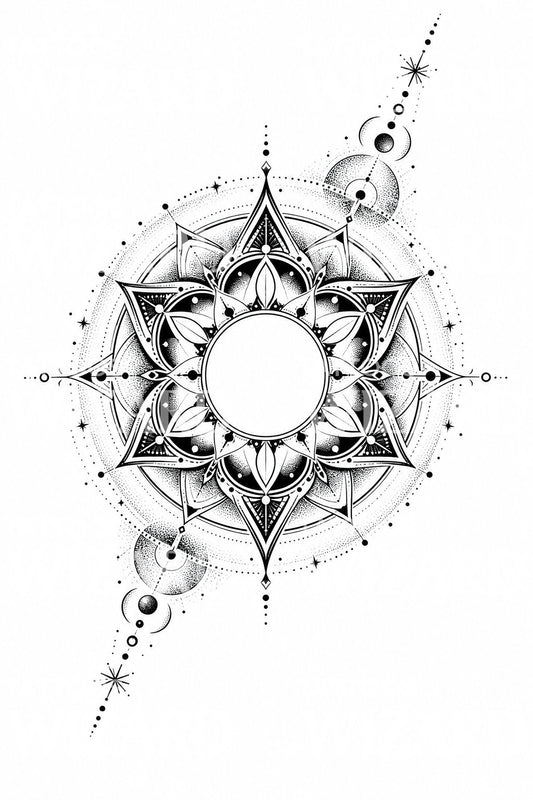 Lunar Mandala Tattoo Design