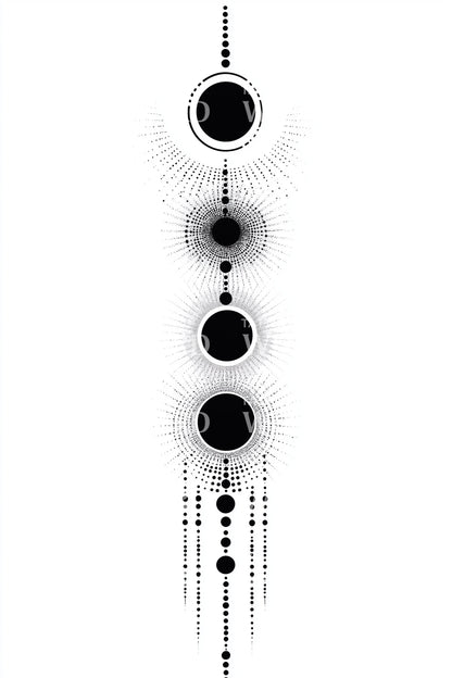 Lunar Phases Dot Column Tattoo Design