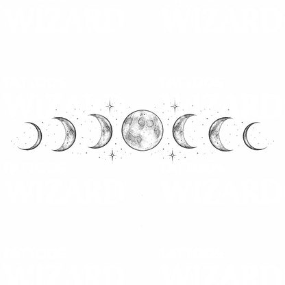 Lunar Phases Line Tattoo Design