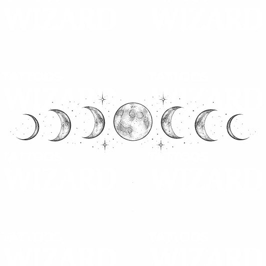 Lunar Phases Line Tattoo Design
