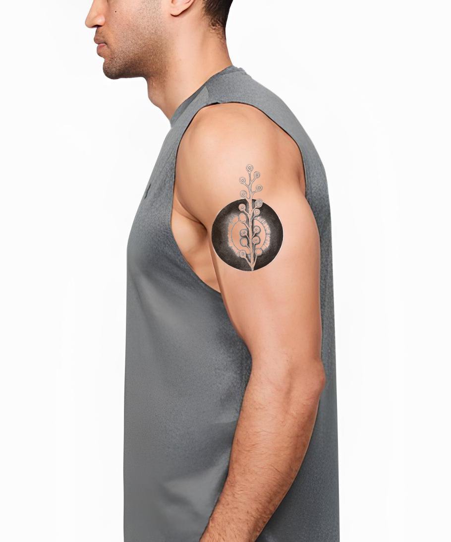 Lunar Botanical Portal Tattoo Design