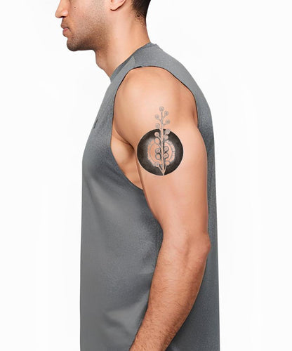 Lunar Botanical Portal Tattoo Design