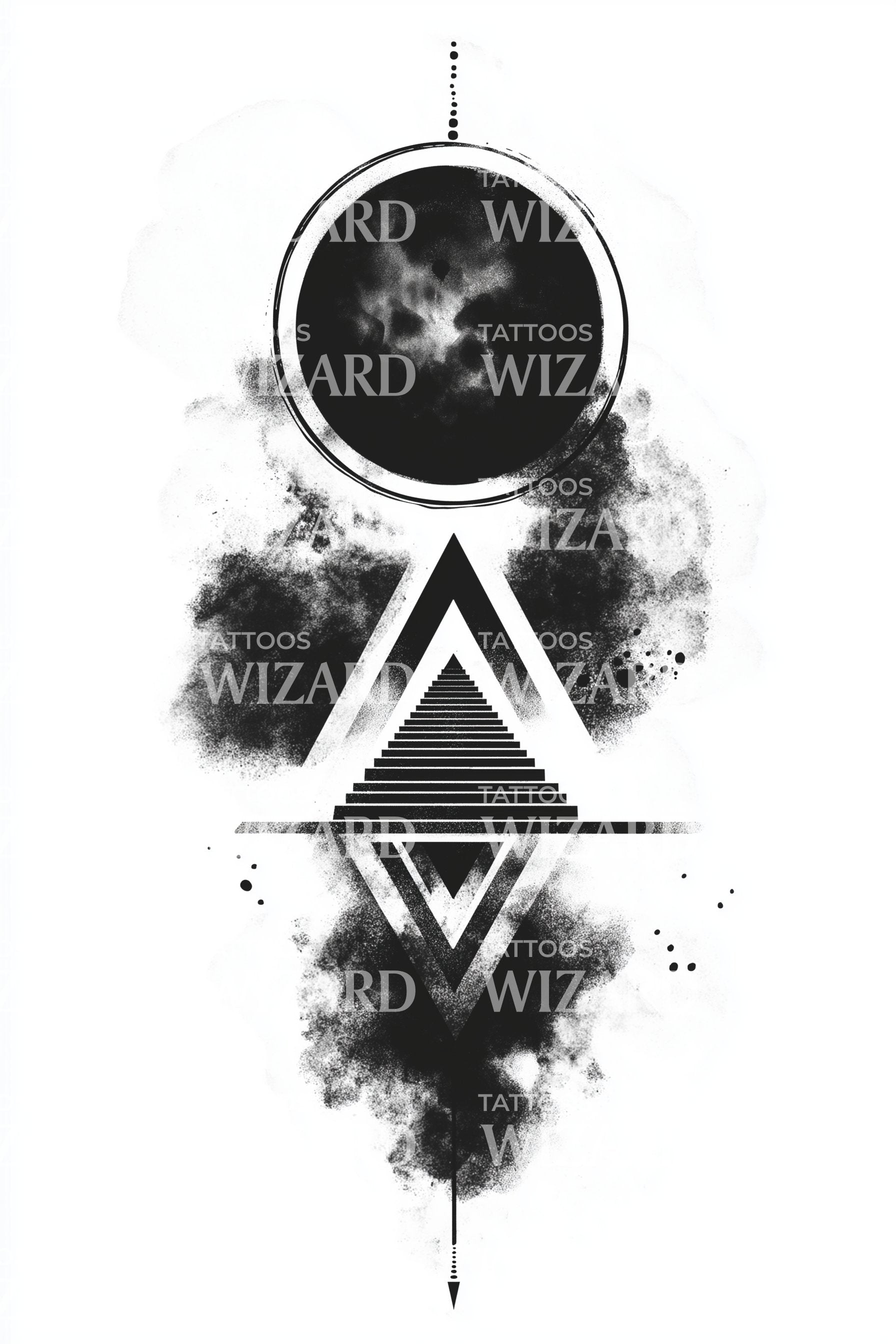 Lunar Triangle Fusion Tattoo Design – Tattoos Wizard Designs