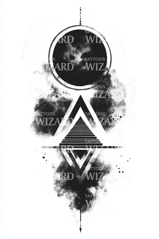 Lunar Triangle Fusion Tattoo Design