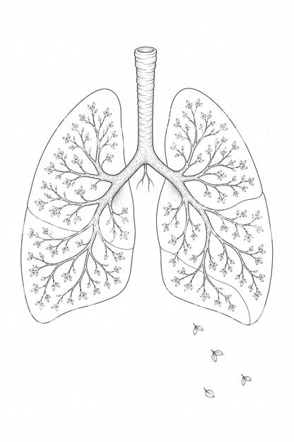 Ilustración de tatuaje de pulmones como ramas de árbol