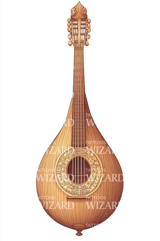Lute Instrument Tattoo Design