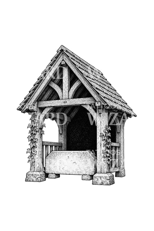Lychgate-portin ja hautakiven tatuointimalli