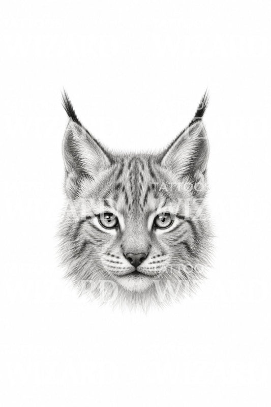 id Lynx kitten face micro realism tattoo idea