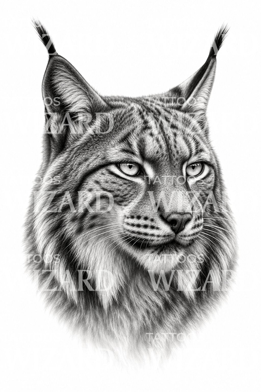 Diseño de tatuaje de retrato de lince