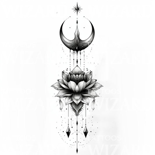 A Spiritual Lotus Talisman Tattoo Design