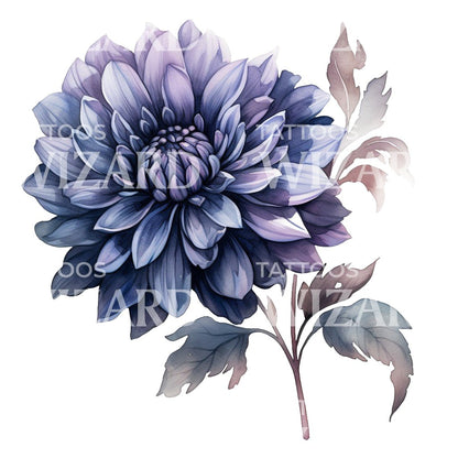 Botanical Black Dahlia Tattoo Design