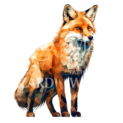 Geometric Fox Tattoo Design