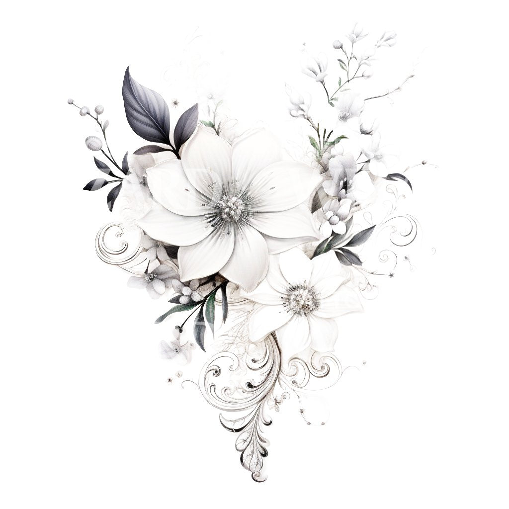 Bridal Piece White Flowers Tattoo Design
