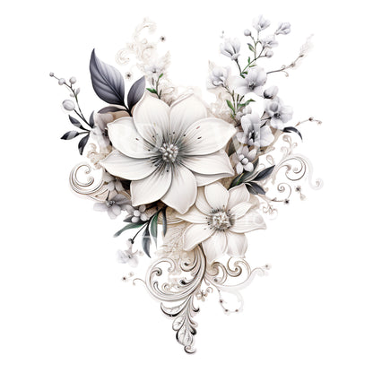 Bridal Piece White Flowers Tattoo Design