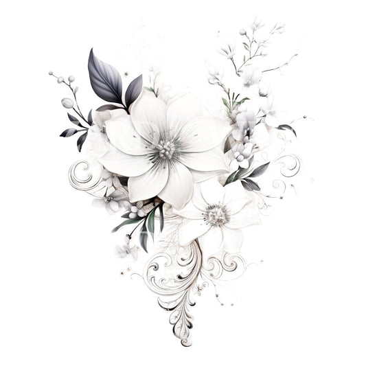 Conception de tatouage de fleurs blanches de pièce de mariée