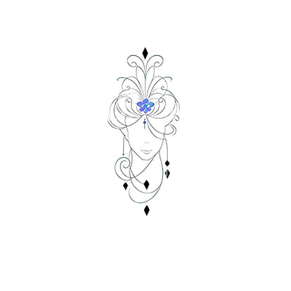 Ornate Fineline Abstract Woman Tattoo Design