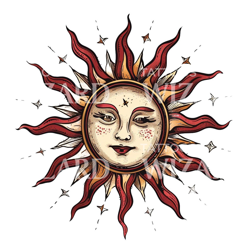 Medieval Sun Tattoo Design