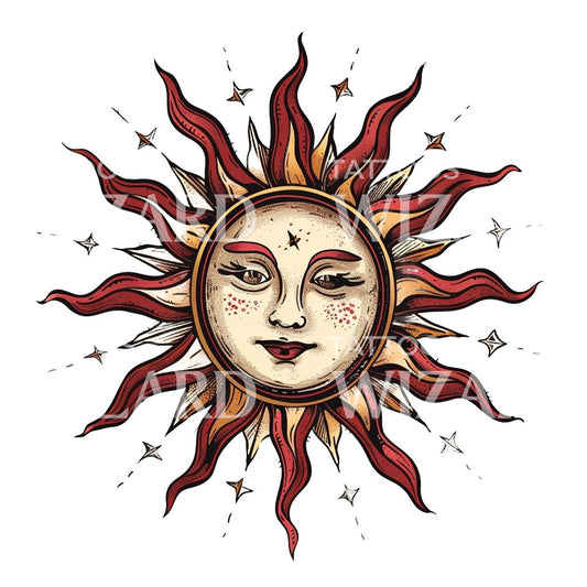 Medieval Sun Tattoo Design