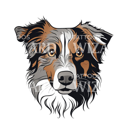 Australian Shepherd Dog Head Tattoo Design