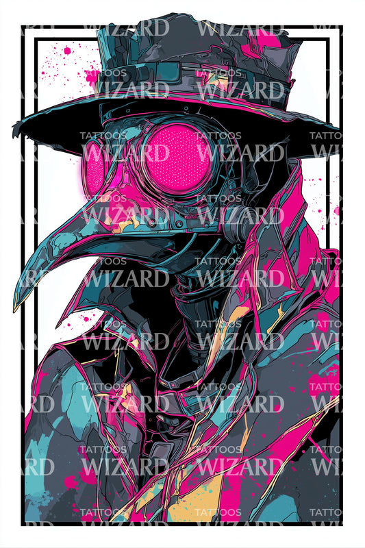 Magenta Masked Doctor Tattoo Design