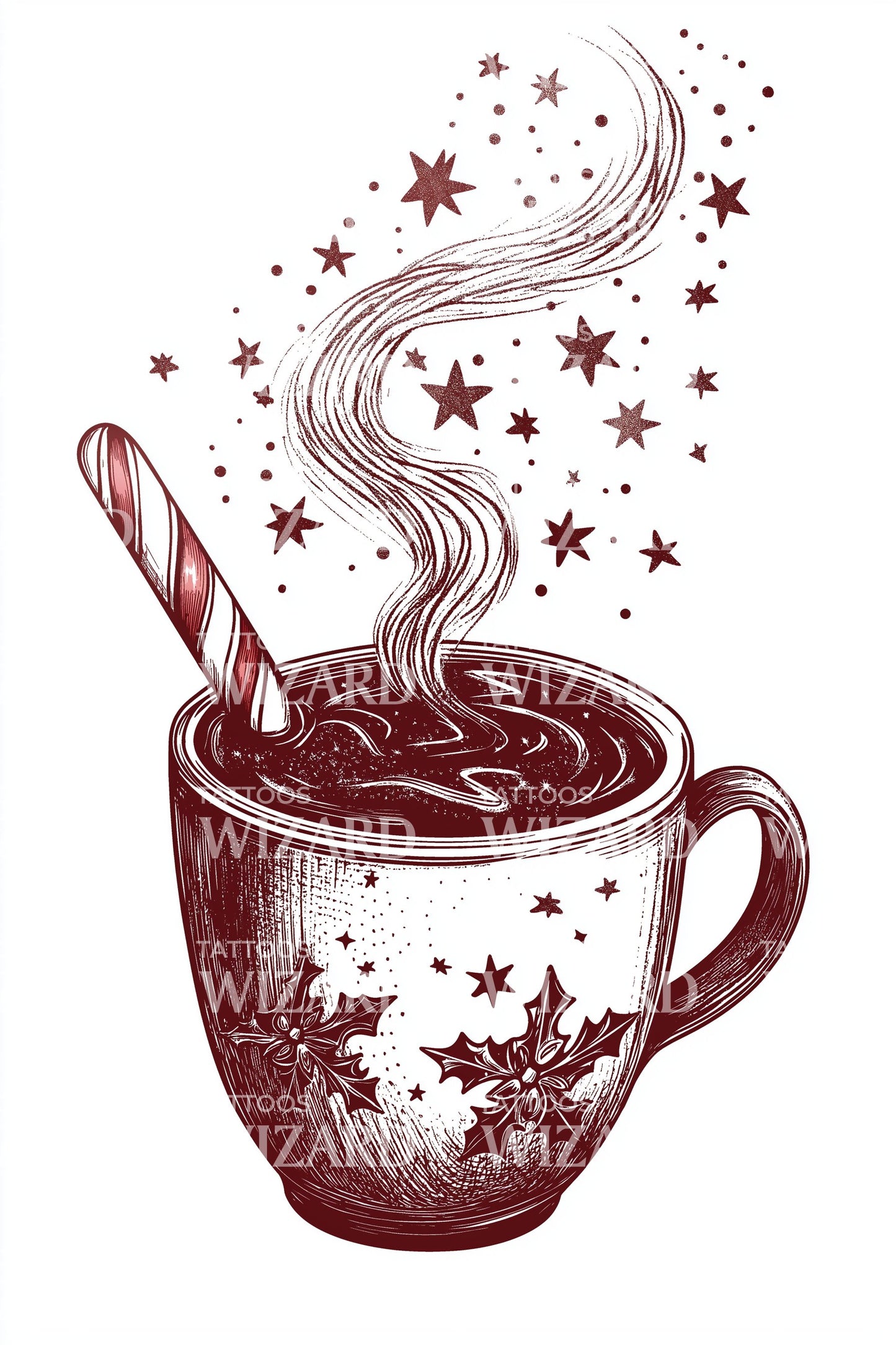 Magic Cocoa Christmas Mug Tattoo Illustration