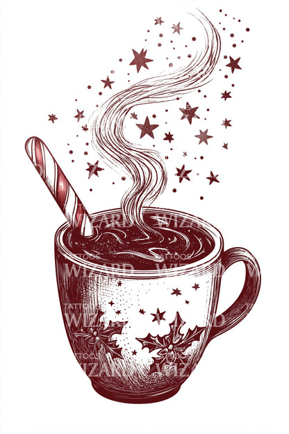 Magic Cocoa Christmas Mug Tattoo Illustration
