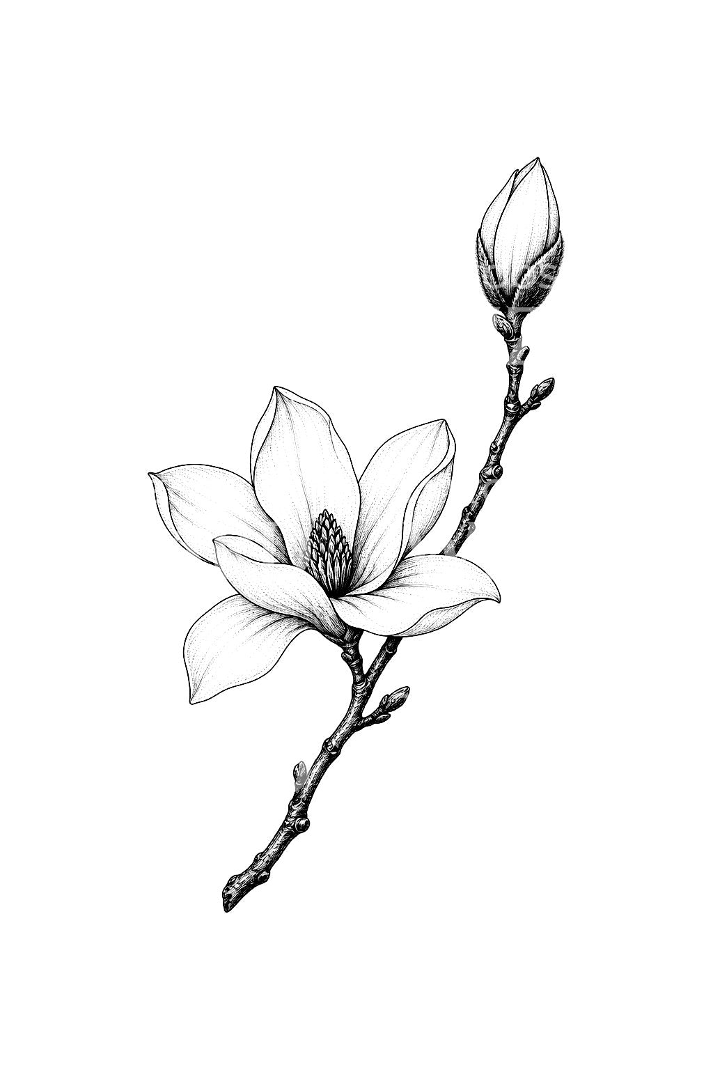 Magnolia Branch First Bloom Tattoo Idea