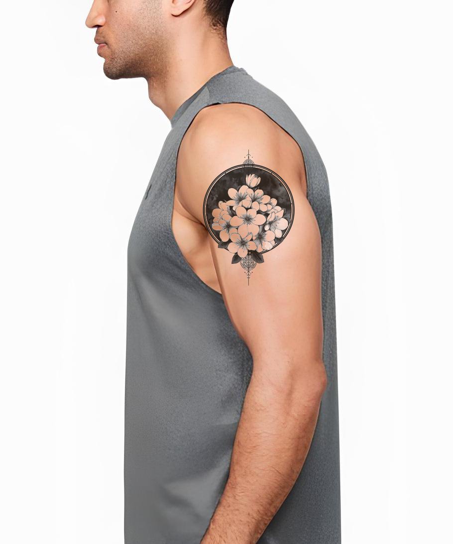 Magnolia Circle Bloom Tattoo Design