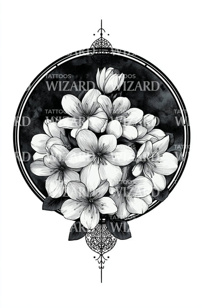Magnolia cirkel blomma tatuering design