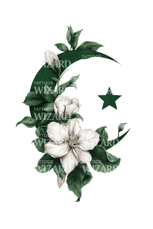 Magnolien-Halbmond Pakistan Tattoo Design