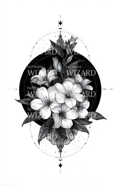 Magnolia Halo Prickarbete Tatuering Design