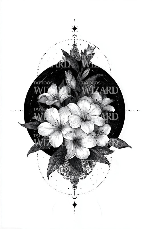 Magnolia Halo Dotwork Tattoo Design