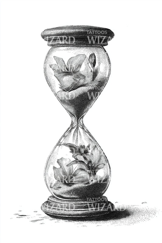 Magnolia Hourglass Fusion Tattoo Design