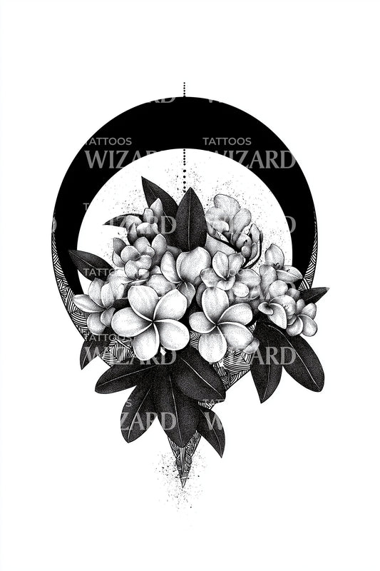 Magnolia Ring Contrast Tattoo Design