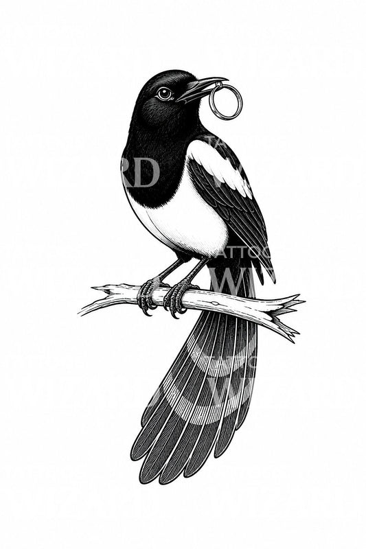 Desain Tato Burung Gagak Mencuri Cincin