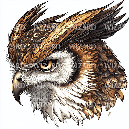 Majestic and Fierce Horned Owl Illustration